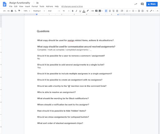 Google docs screen shot